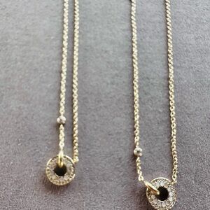 Fossil Gold-Tone Double Circle Pendant Necklace